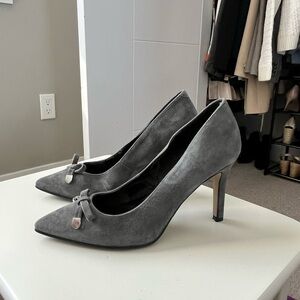 Elegant Gray Suede Women's Heels